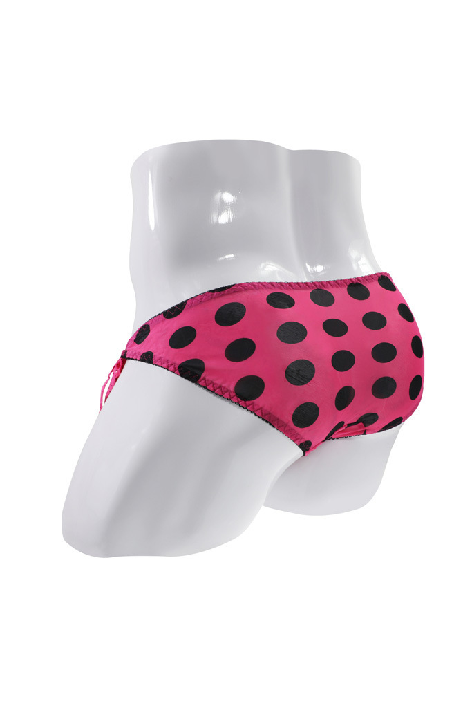 ★ピンク黒ドット水玉 横紐シースルービキニショーツパンツ★1008拍卖