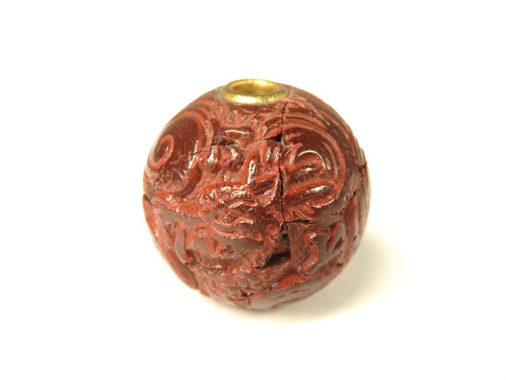 【8944】堤物 (印籠 緒締)明治期 堆朱 緒締め(初品・買取品)拍卖