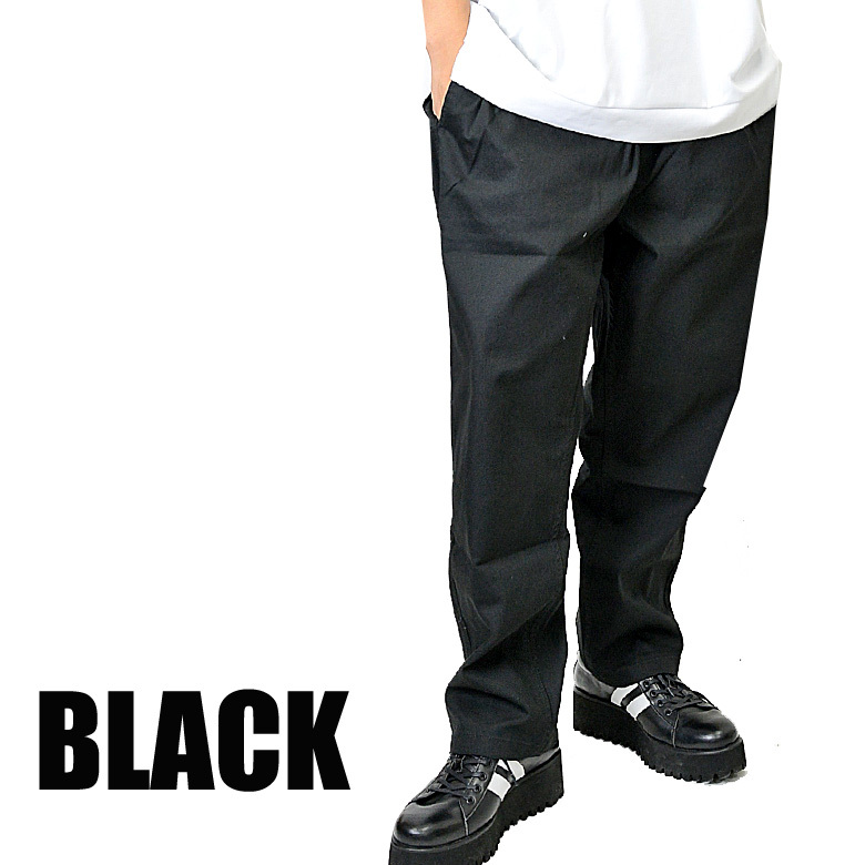 メンズ シェフパン パンツ コックさんパンツ 無地 5602-1251 イージーパンツ ウェストゴム 新品 ブラック L拍卖