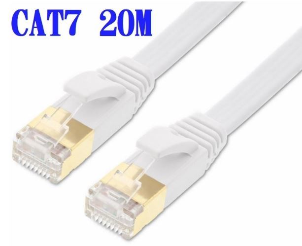 ■送料無料■CAT7 20m LANケーブル ホワイト 10G 10ギガ対応 薄型 コネクタ 接続部金メッキ仕様 拍卖