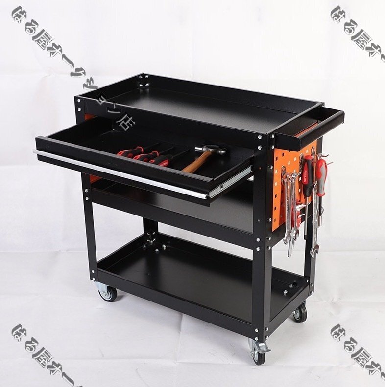 ツールワゴン 工具棚 工具カート 工具台車 作業台 ツールカート 3ティアシェルフヘビーデューティガレージワークショップDIY工具収納拍卖