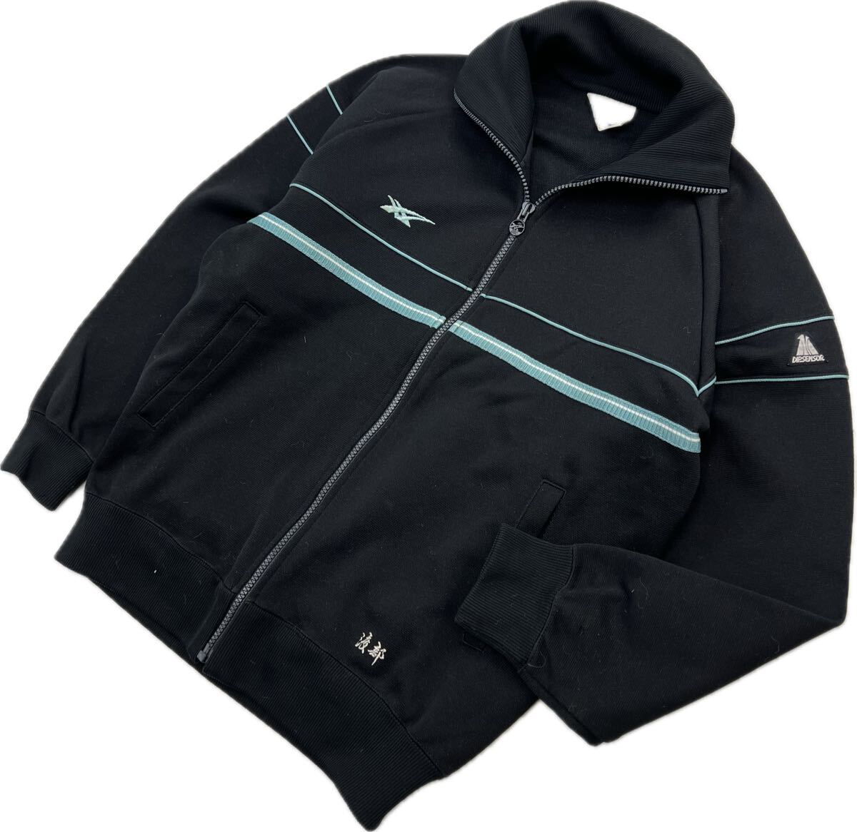 asics ☆ アシックス 日本製 ビンテージ トラックジャケット ジャージ ジャケット ブラック M相当 通年 スポーツ トレーニング ■FF187拍卖