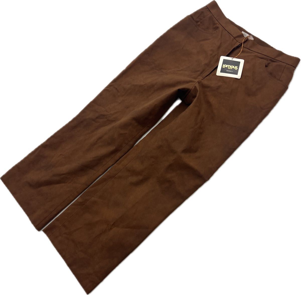 タグ付 未使用品 ☆ NONA 定29900円 フェイクスウェード スエード調 ブラウン スラックス パンツ レディース 11号 モード 古着■JS1408拍卖