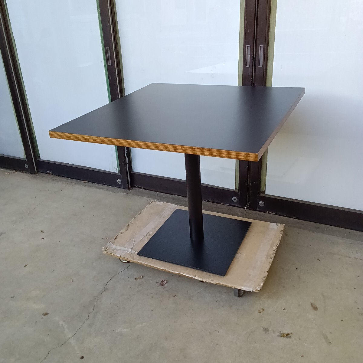 W912D912H762mm スクエア ダイニングテーブル カフェテーブル BK天板 BK脚①拍卖