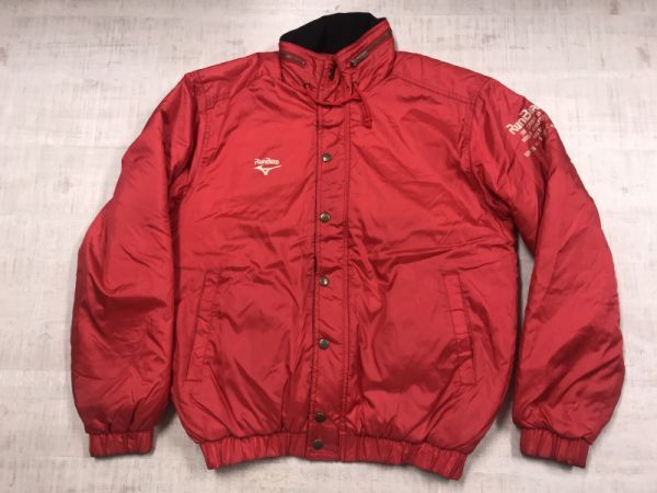 ミズノ MIZUNO ランバード RUNBIRD レトロ スポーツ 古着 中綿 ブルゾン トラック ジャケット メンズ フード内蔵 ナイロン100% M 赤拍卖