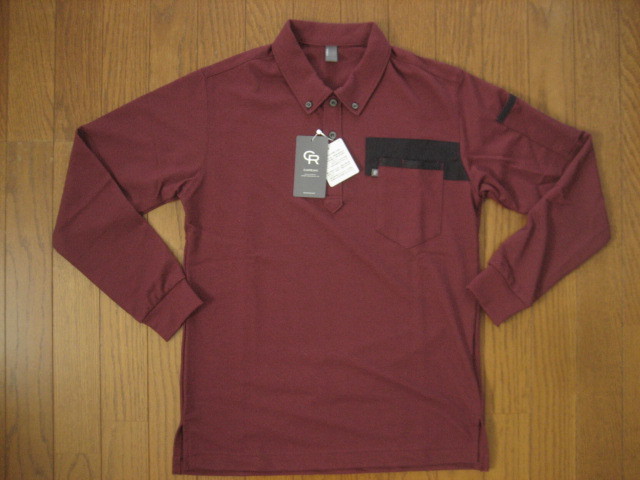 即決新品 / ボタンダウン 長袖ポロシャツ / 男女兼用 消臭テープ 吸汗速乾 / ワイン系 / MS / カーシーカシマ/鹿の子生地/ CAREAN 送料無料拍卖