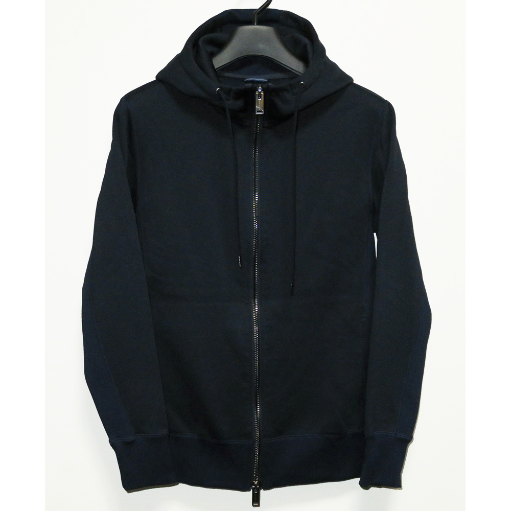 JUN HASHIMOTO 21AW グロスリッチハイネックジップパーカー 2 美品 定価49,500円 ネイビー リブ ジュンハシモト拍卖