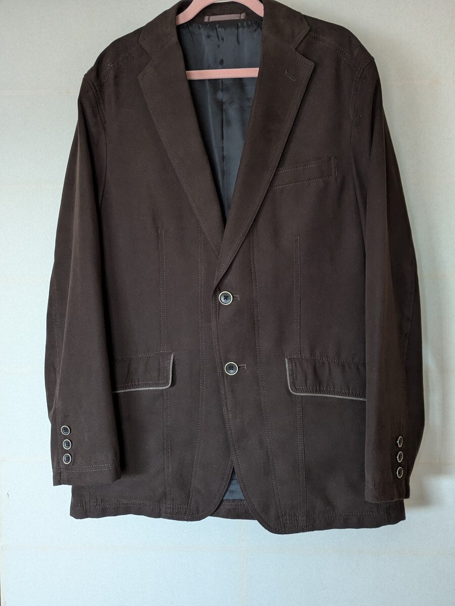 CAFE SOHO シングルジャケット 2つ釦 フェイクスエード調 Sz A5 ダークブラウン メンズ拍卖