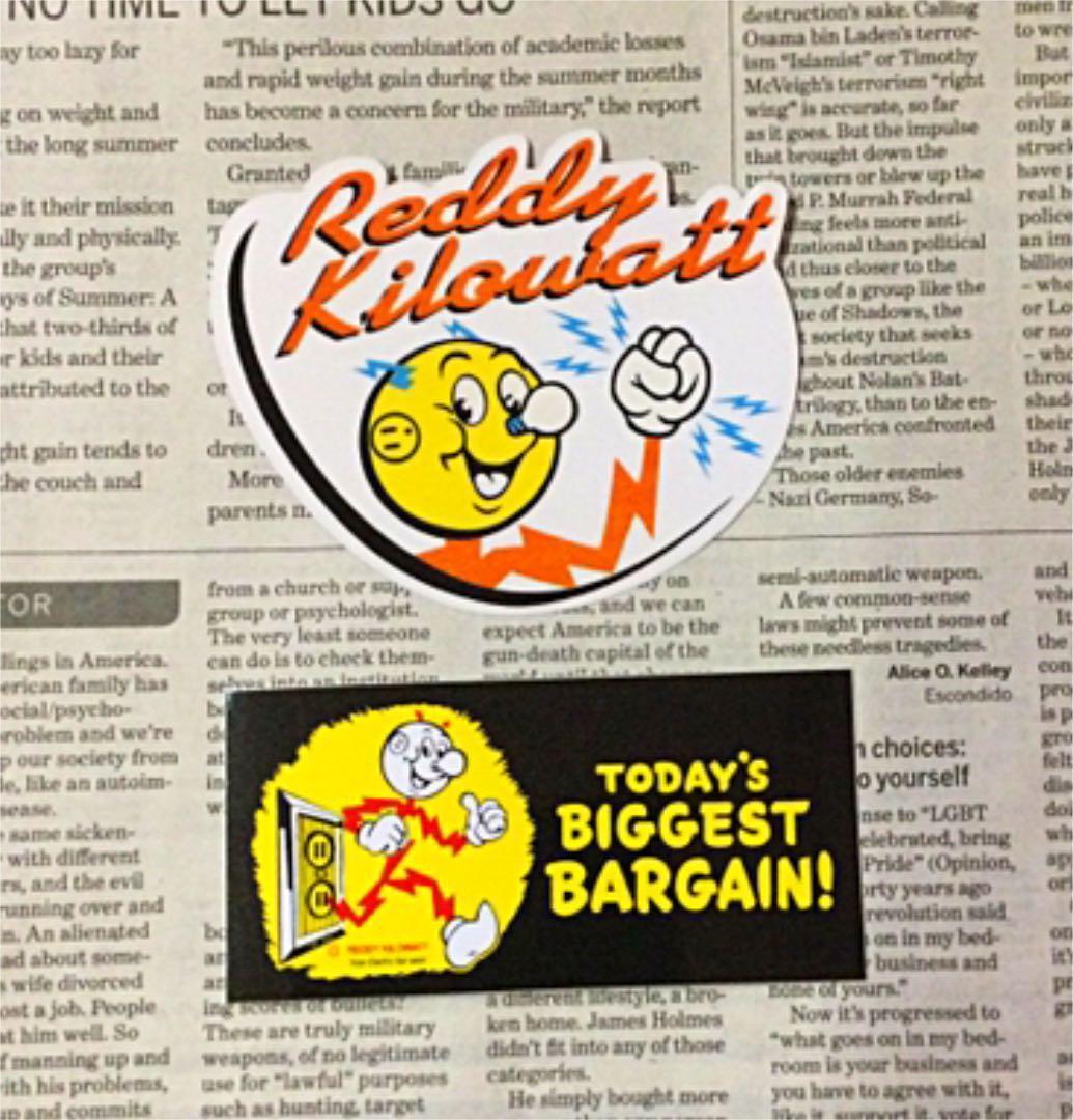 Reddy Kilowatt レディキロワット/ステッカー 2種セット シール ビニール アメリカン雑貨 USA 世田谷ベースグッズ 車 バイク キャラクター拍卖