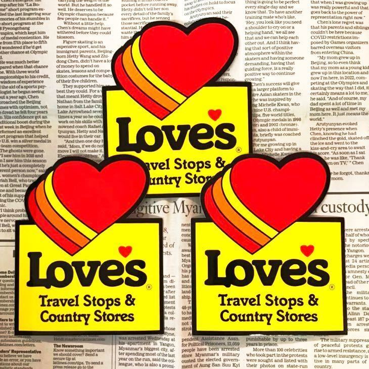 ステッカー3枚セット/ LOVE’S ラブズ シール 防水 ビニール レーシング カーアクセサリー 車 バイク オイル アメリカン雑貨拍卖
