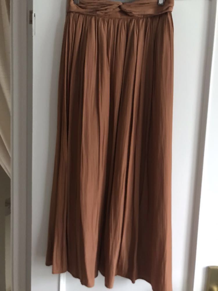 PLST プラステ パウダーサテンギャザー マキシスカート ブラウン ロングスカート 完売品拍卖