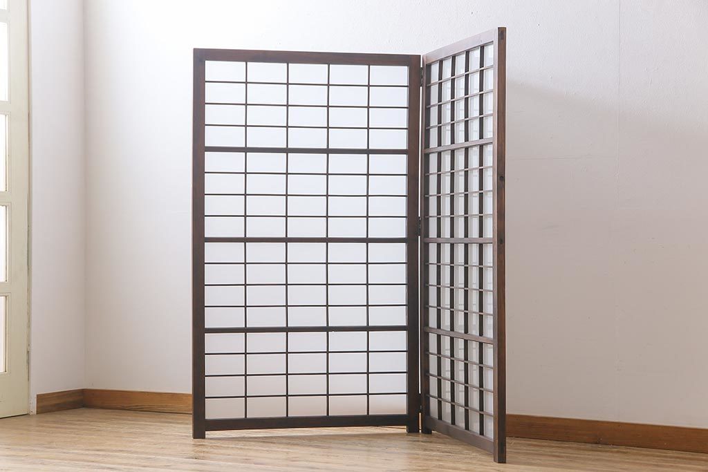 R-032722 和製アンティーク すりガラス入り リメイク 古い建具を使った和モダンな雰囲気漂う衝立(パーテーション)拍卖