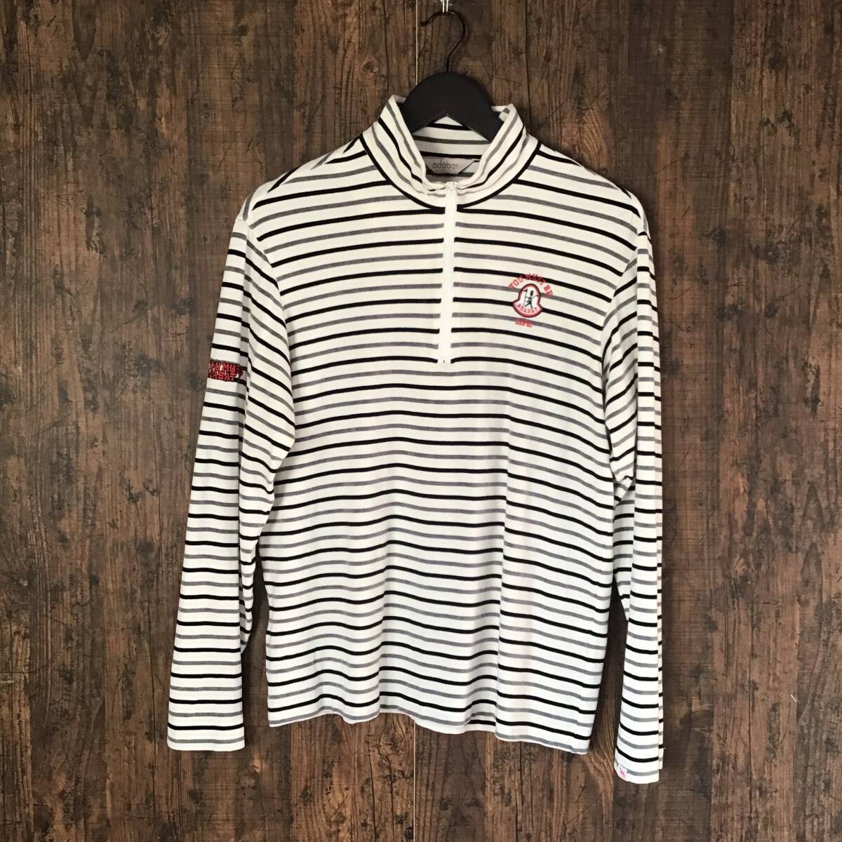 A617◇adabat | アダバット ハーフジッププルオーバー 白×グレー×黒 サイズ48拍卖