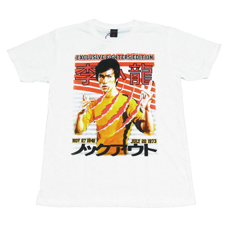 ブルースリー 李小龍 ノックアウト 燃えよドラゴン 死亡遊戯 ストリート系 デザインTシャツ おもしろTシャツ メンズ 半袖★tsr0094-wht-m拍卖
