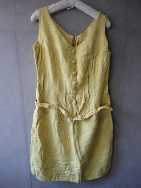 ★60s ヴィンテージ フランス ノースリーブ ワンピース イエロー拍卖