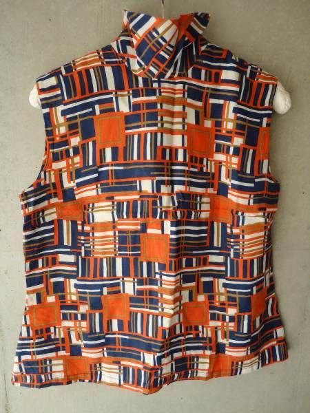 ★60s ヴィンテージ フランス カットソー オレンジ チェック拍卖