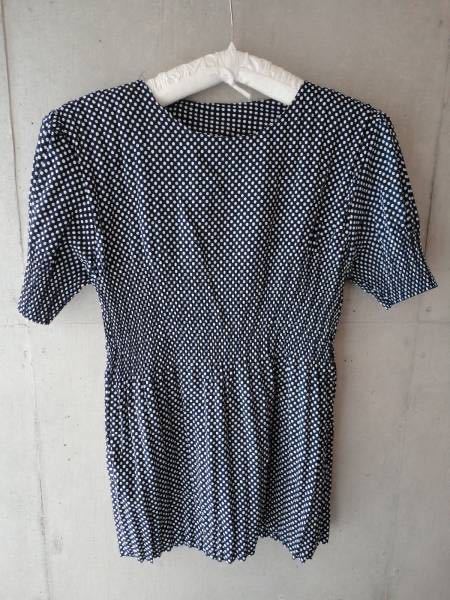 ★70s ヴィンテージ フランス 水玉ワンピ ネイビー チュニック拍卖
