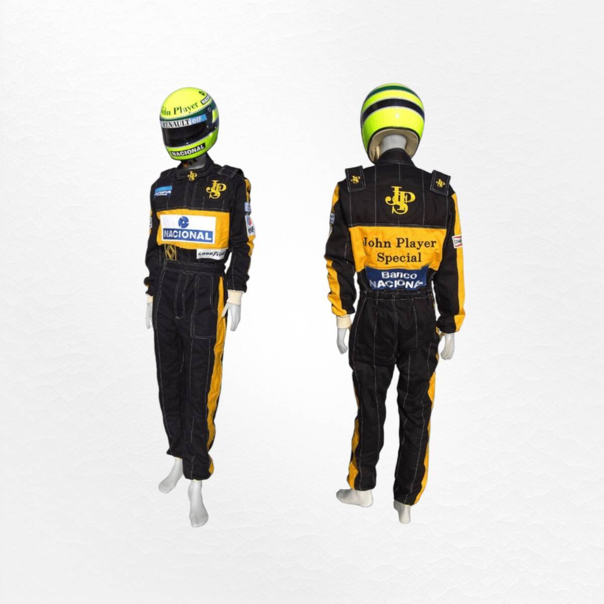 海外 高品質 送料込み アイルトン・セナ F1 1985 F1 Team Lotus レーシングスーツ サイズ各種 レプリカ カスタム拍卖