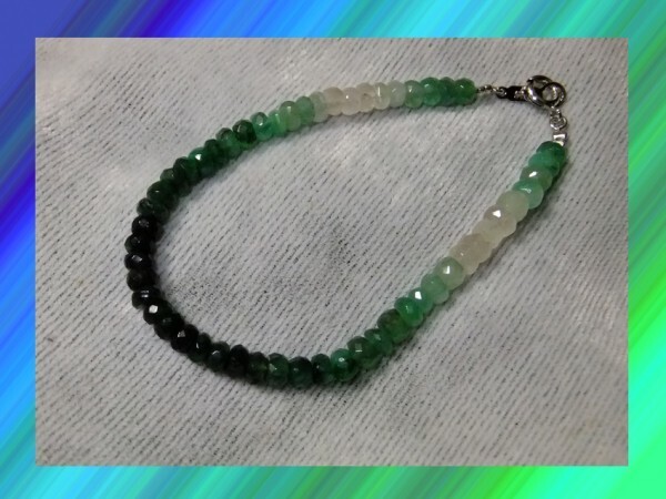 即決◆天然石◆5月の誕生石◆グラデーションブレスレット【エメラルド】お揃いのネックレスあります拍卖