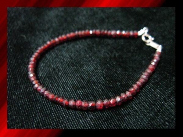 即決◆1月の誕生石◆天然石◆ 高品質 天然石ガーネットブレスレッド19㎝拍卖