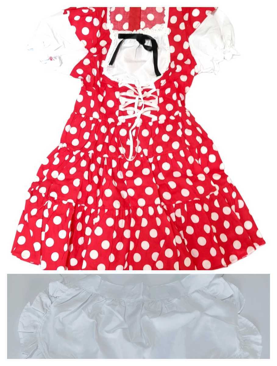【新品未使用品】ミニーマウス風 コスプレ衣装 エプロン リボン 送料無料拍卖