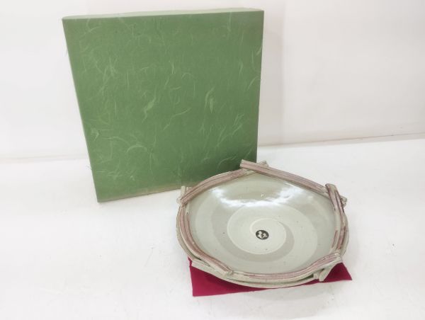 サ/ 青竜窯 大皿 盛皿 陶器 箱付き 和食器 皿 /HY-0445拍卖