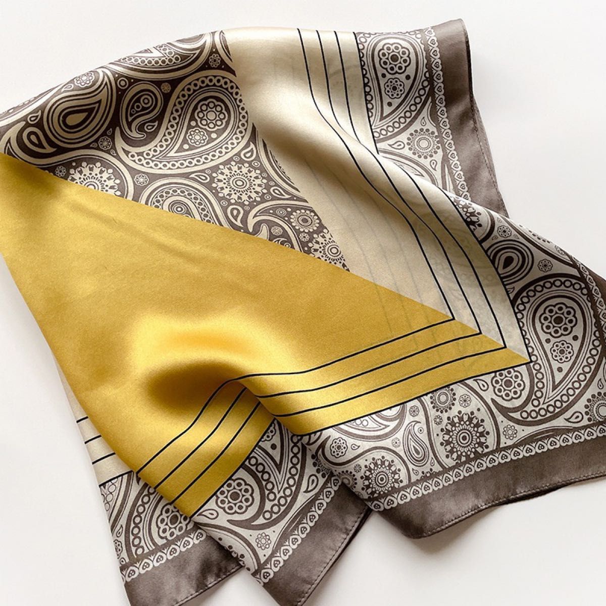 スカーフ 大判 おしゃれ シルク調 ストール 巻き 飾り通勤 きれいめ 通勤 ペイズリー バッグスカーフ 巻き 拍卖