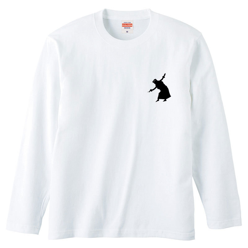 レディースM対応(タグ表記男女兼用S)/ホワイト*フラ&カヒコシルエットプリント*長袖/Tシャツ/フラダンス/ハワイ/送料無料【tl015】拍卖