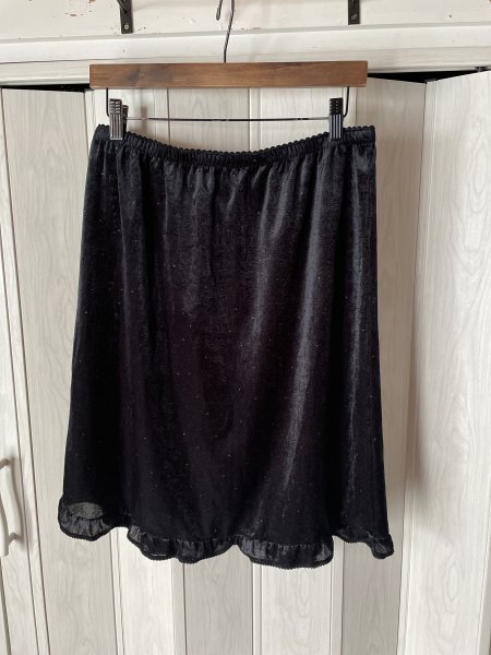 ◆cassolo/黒のベロアスカート/LL/日本製◆w拍卖