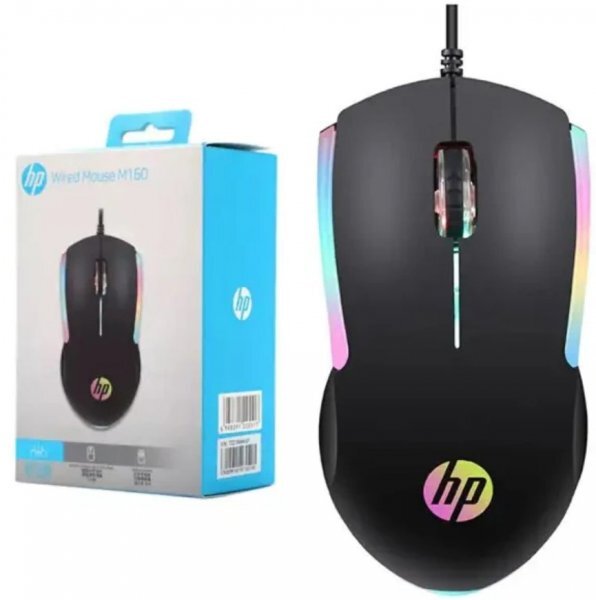 新品未開封 HP ゲーミングマウス m160 3ボタン 左右対称 7色RGB ブラック 有線 LEDライト拍卖