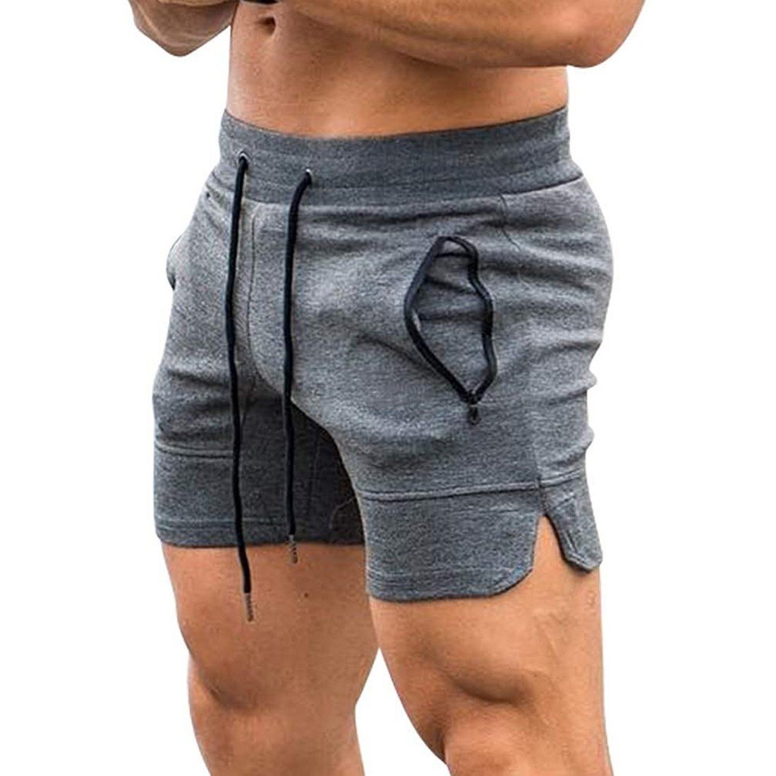 トレーニングショーツ ハーフパンツ メンズ フィットネスパンツ スポーツウェア ジム 2XLサイズ グレー拍卖