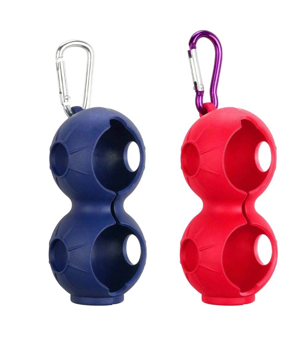 ゴルフ ボールホルダー 紺色 カラビナ付き シリコン製 ラウンド ボールケース拍卖