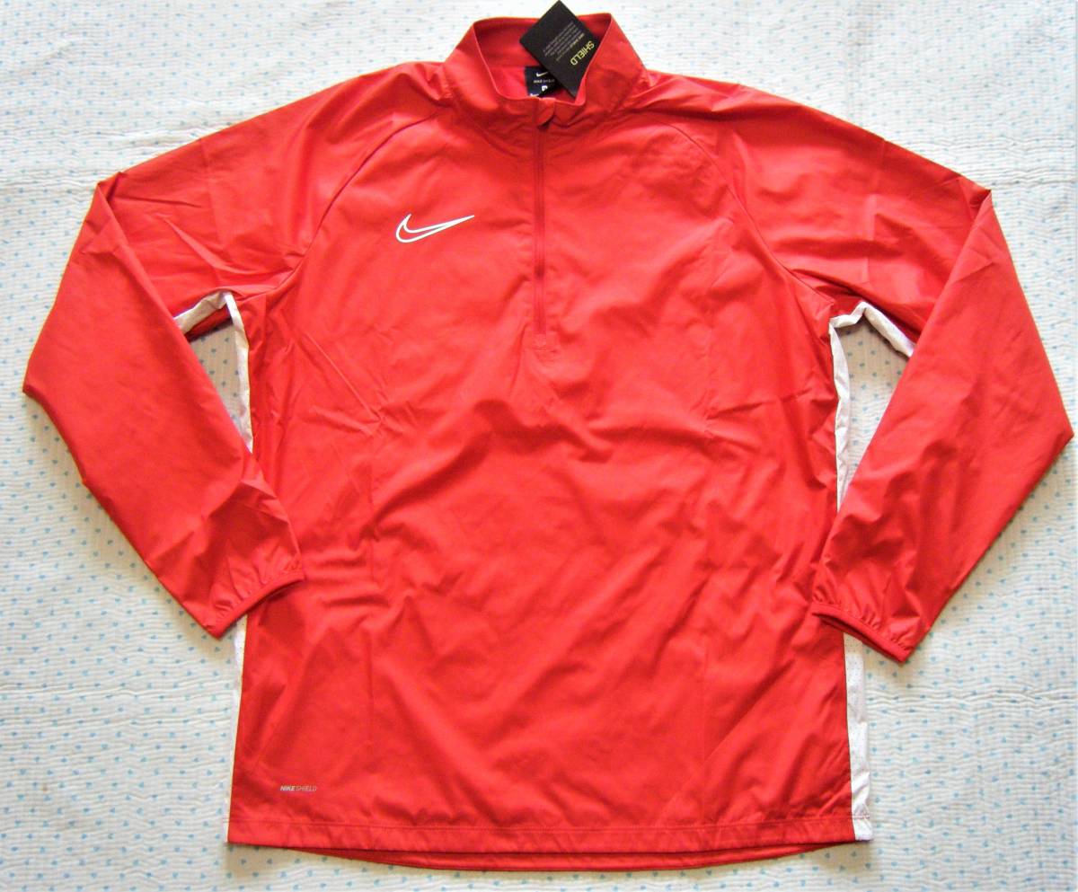 ナイキ NIKE SHIELD トレーニング用高機能ハーフジップジャケット・ドリルトップ 赤色 サイズ US M 撥水/防風/通気機能 定価8,800円拍卖