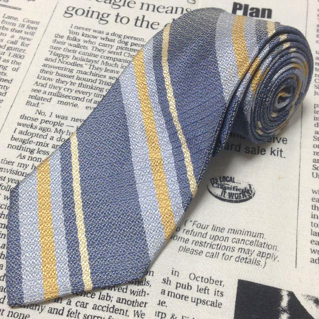 ジェイプレス J.プレス J.PRESS 美品 微光沢 ネクタイ シルク100% 斜めストライプ レジメンタル ミックス N-007431 ゆうパケット拍卖