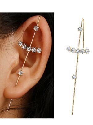 ピアス ダイヤ 高級 結婚式 ブライダル ユニーク ジュエリー レディース クロス デザイン ライン サラウンド ウェディング #C277-14拍卖