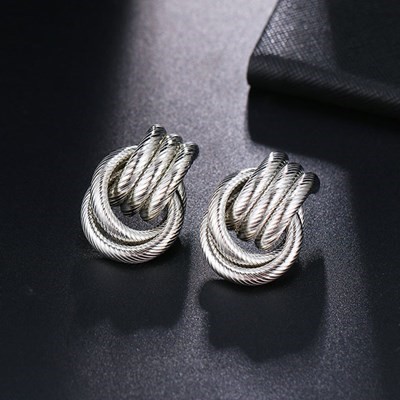 ピアス シルバー シンプル ラウンド レディース ツイストスタッド ファッション クラシック メンズ ユニセックス ノット 結婚式 #C231-10拍卖