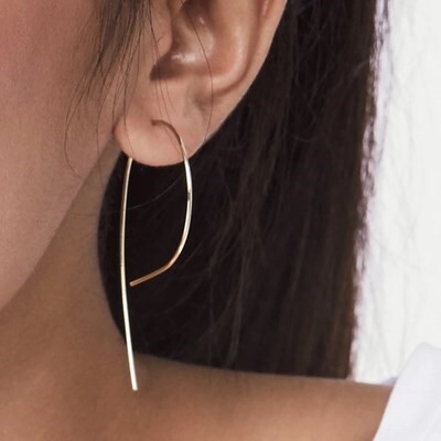 ピアス シンプル ゴールド ミニマリスト レディース 魚型 ワイヤー ファッション シンプル アクセサリー ロング 韓国 宝石 Gold #C451-8拍卖