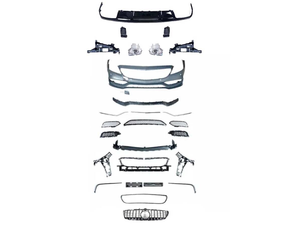 明日着 W218 後期 フロント グリル ディフューザー マフラーカッター CLS63type ベンツ CLSクラス 国内発送 外装 カスタム エアロ パーツ拍卖