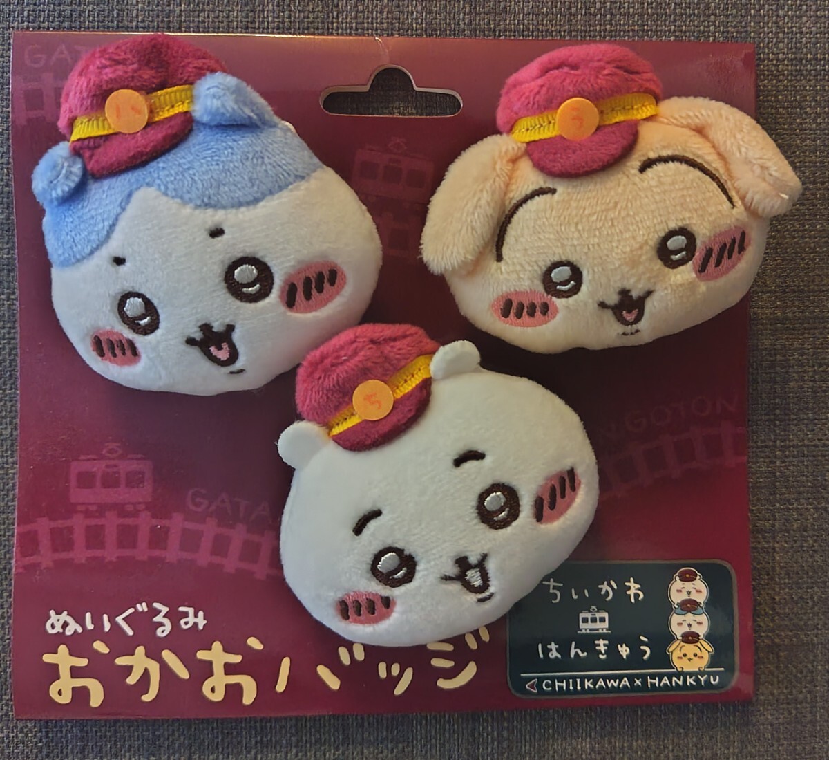 【新品/正規品】ちいかわ 阪急電鉄 コラボグッズ ぬいぐるみおかおバッジ 3個セット ちいかわ うさぎ ハチワレ 匿名配送可拍卖
