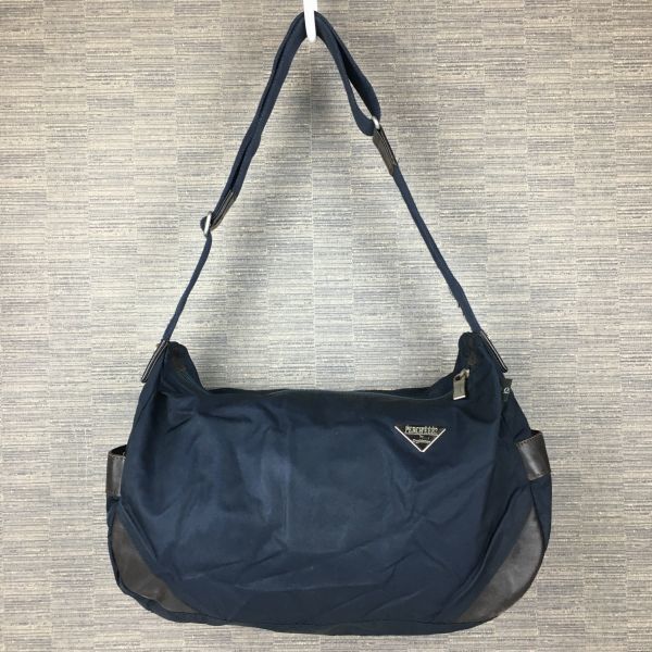 Orobianco/オロビアンコ ショルダーバッグ ダークネイビー/紺 ロゴプレート 管NO.B22-3拍卖