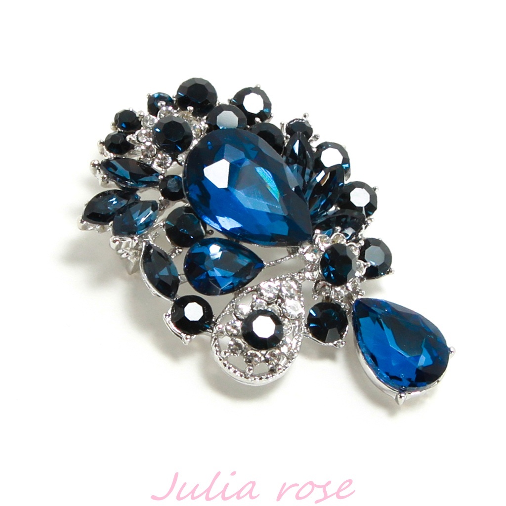 藍色のティアドロップブローチ 藍色のラインストーン 可愛いデザイン 華やか シンプル 新品 未使用品拍卖