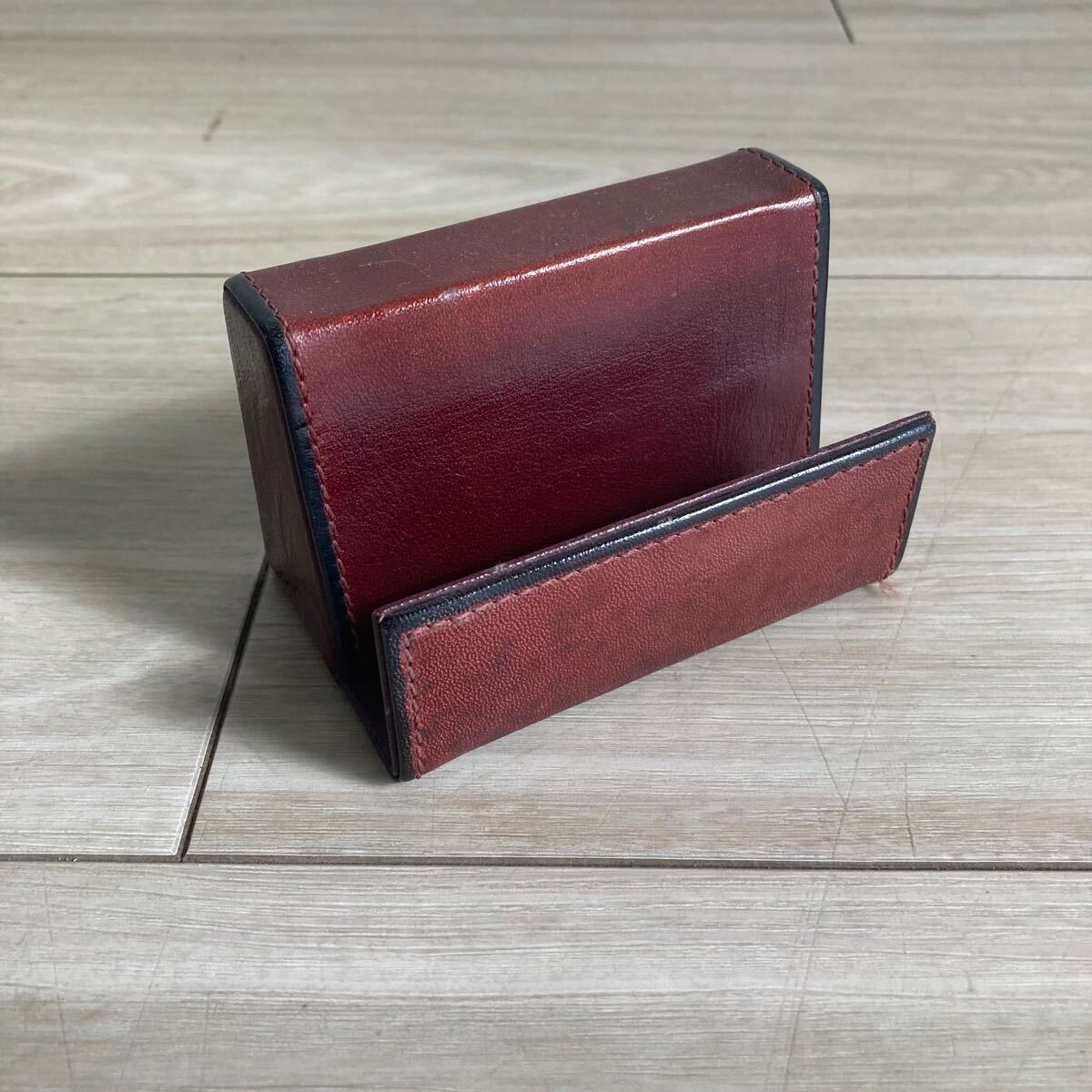 アメリカビンテージ レザー 名刺立て ショップカードホルダー拍卖