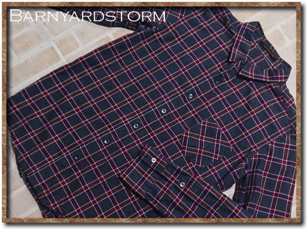 ☆BARNYARDSTORM バンヤードストーム チェック長袖シャツ 濃グレー☆1拍卖