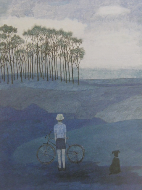 佐藤圀夫、【碧の丘】、希少な額装用画集より、新品額装付、状態良好、送料込み拍卖