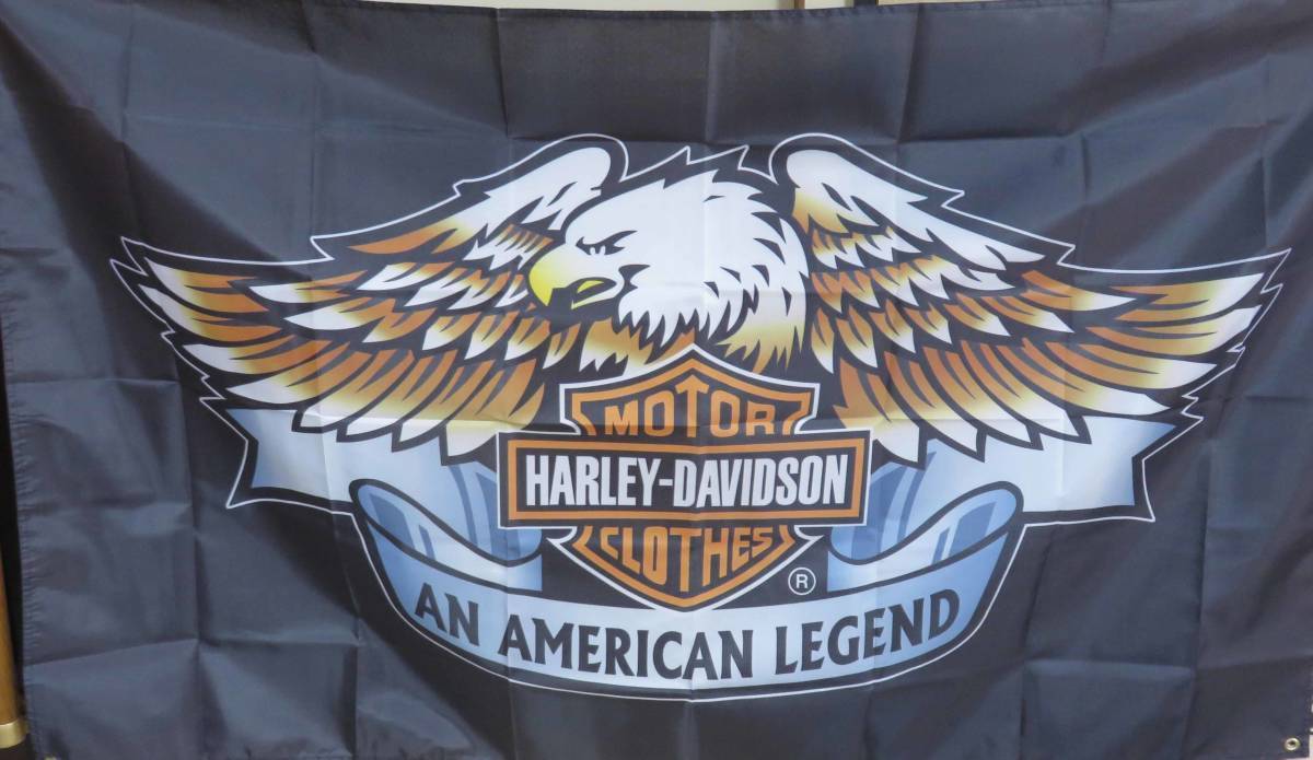 『特大5』 ■デカロゴ白頭鷲■激熱ハーレーダビッドソンHarley-Davidson特大フラッグ 旗 USバナー◆二輪車 バイク オートバイ レース 修理拍卖