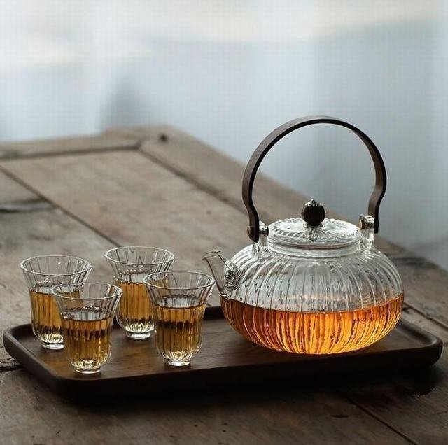 LRM2263★ガラスポット ティーポット 耐熱ガラス ケットル やかん ガラス 直火対応 900ML ガラスポットとグラス4個セット拍卖