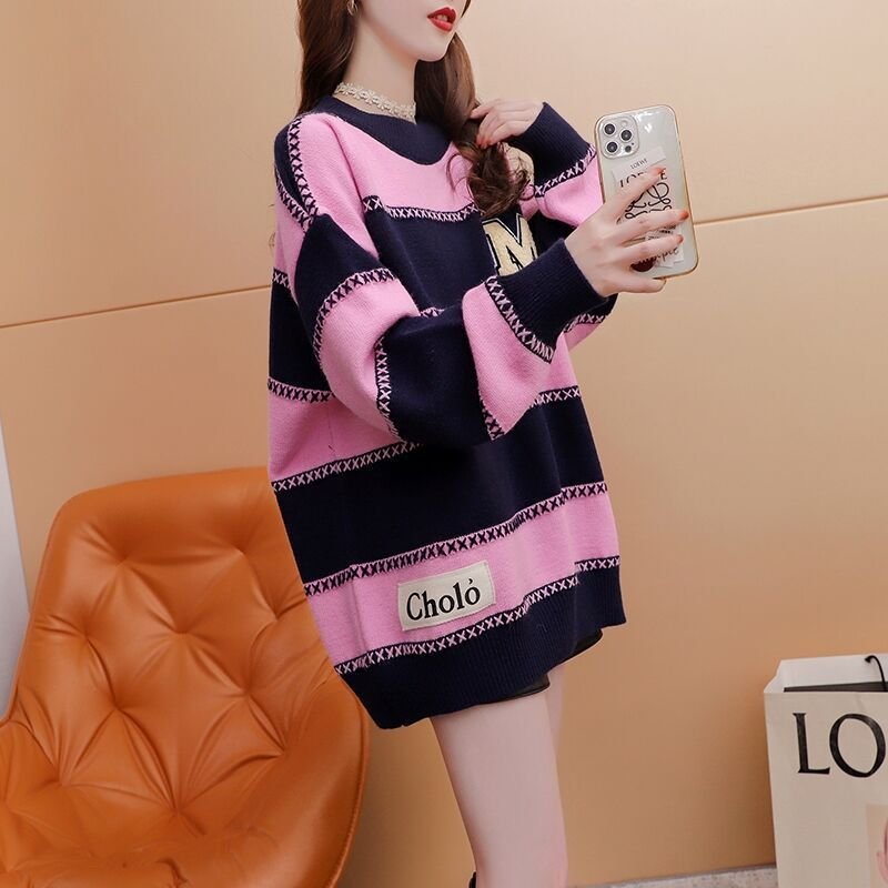 cjx2222★Fサイズ♪秋冬新作 オシャレ ラウンドネック 暖かい ニットセーター ふんわり袖 20304050代 着痩せ ニットトップス拍卖