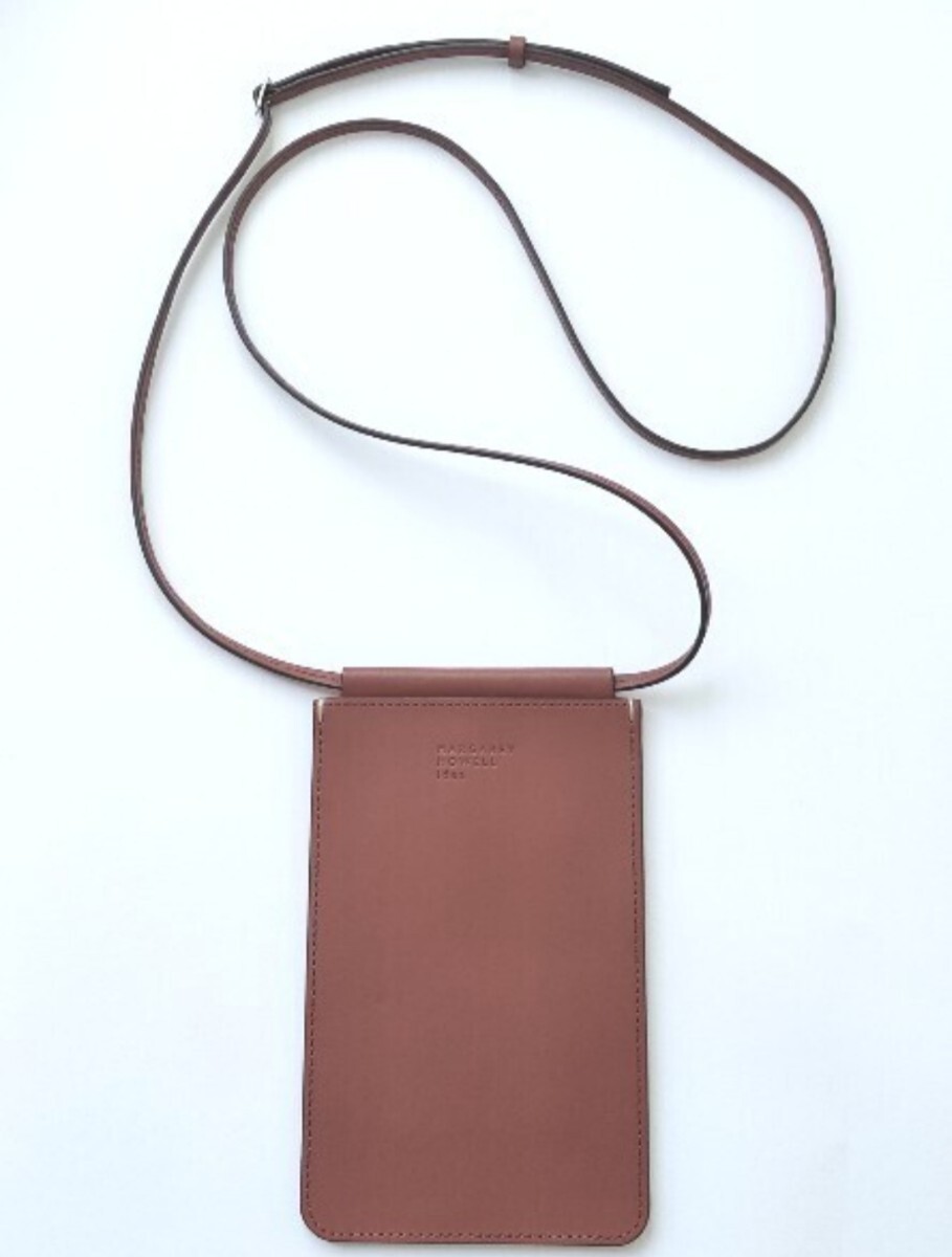 未使用品 マーガレットハウエルアイデア スマホショルダー レザー ショルダーバッグ レザー 牛革 レッド系 MARGARET HOWELL idea拍卖