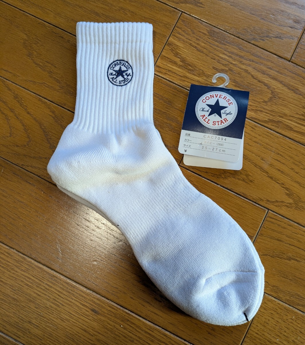 【CONVERSE ALL STAR】コンバース オールスター・スポーツソックス・ロゴ刺繍・極厚パイル・太リブ編み・アーチリブサポート・白ソックス拍卖