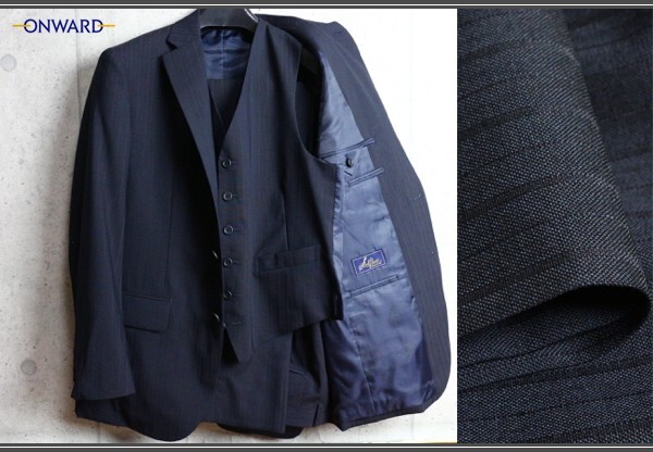新品 オンワード樫山 Selflex/セルフレックス 春秋 日本製 橋本毛織 AROMATEX SUPER100'S スリーピース スーツA6/L/濃紺/14万円拍卖